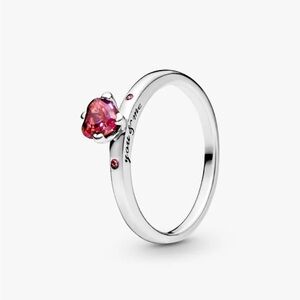 PANDORA Sparkling Red Heart Ring Promise Ring Size 6